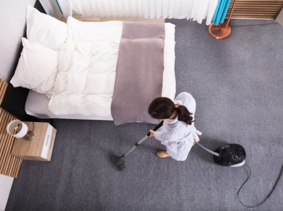 Bedroom Carpet Cleaning with vacuum
