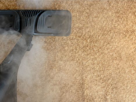 Steam cleaning for carpets - overhead shot